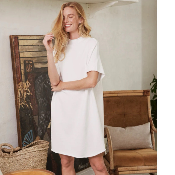 Frank & Eileen Ella The Easiest Dress Triple Fleece In White Size Medium - Large - Picture 5 of 13